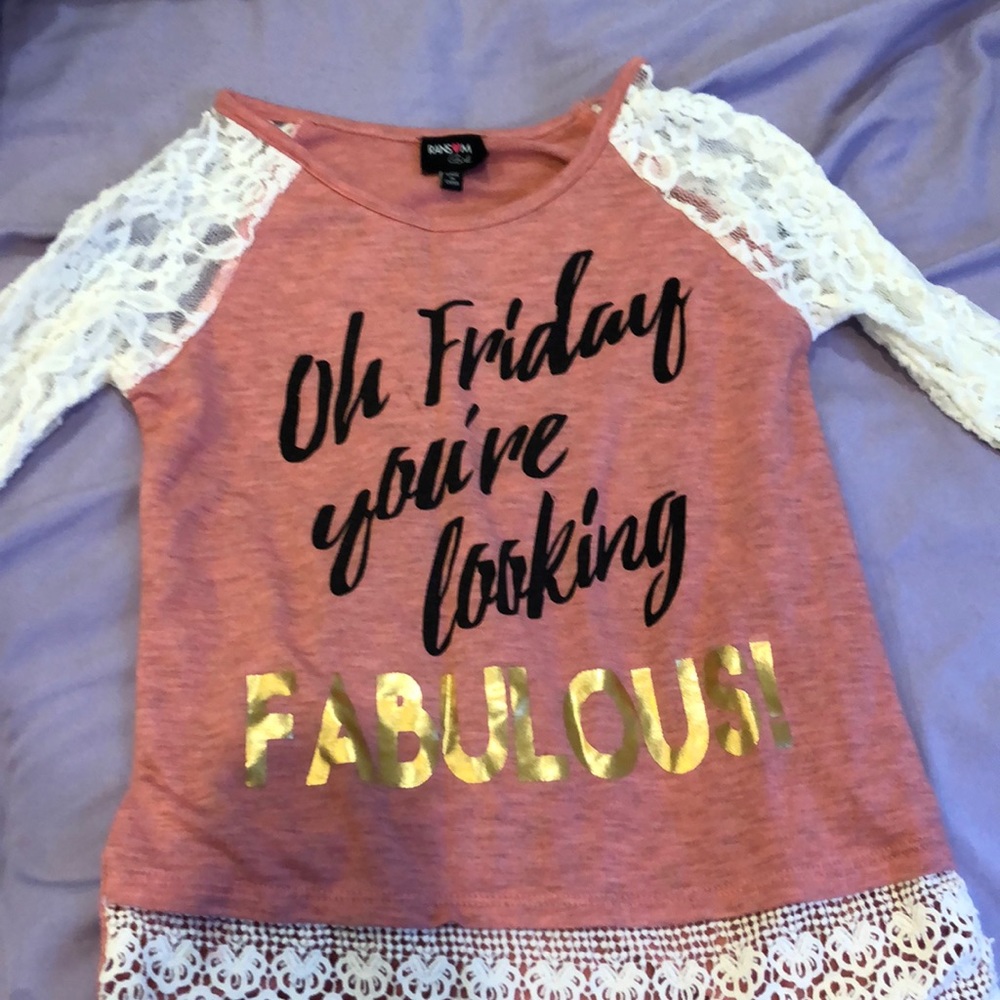 Ransom Girl Long Sleeve Graphic Shirt With Lace